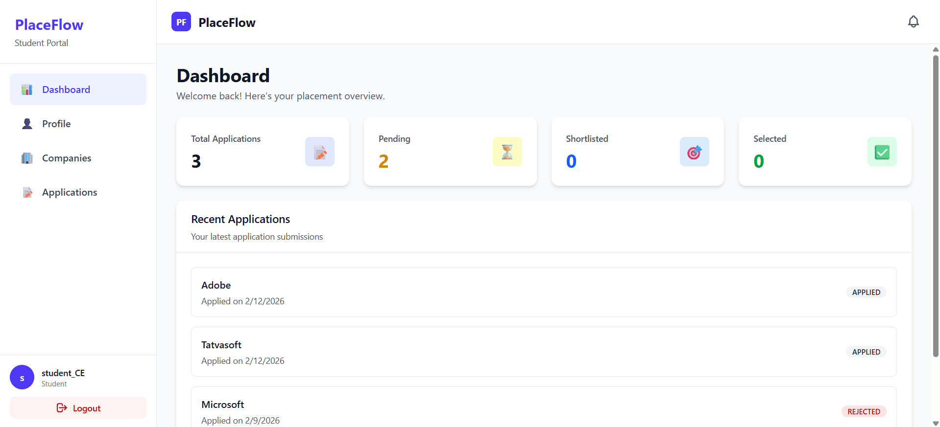 PlaceFlow - Placement Management System